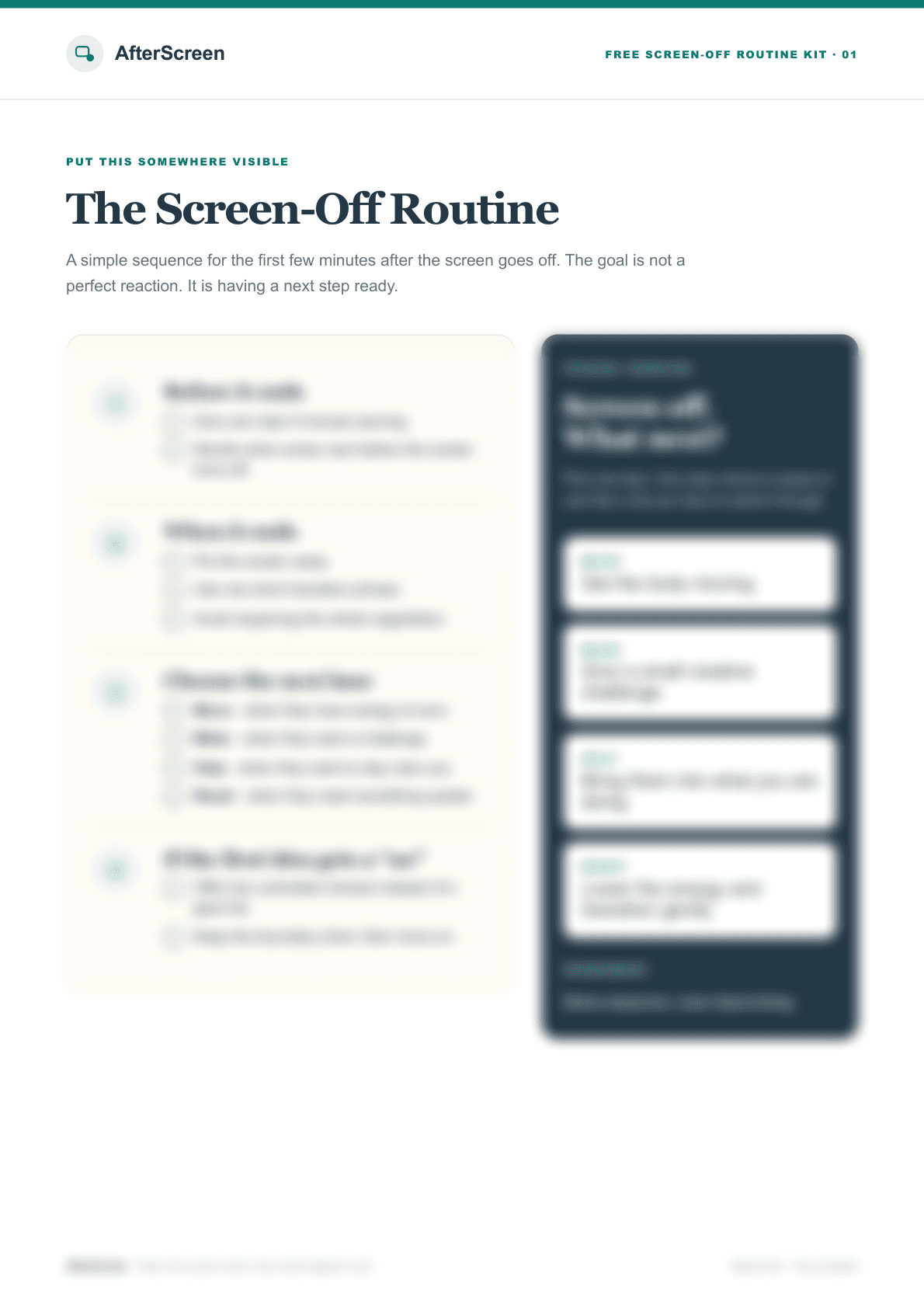 The Screen-Off Routine — page 1 of the free Screen-Off Routine Kit